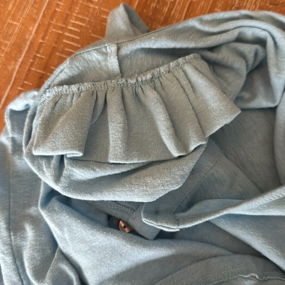 NWT Anthropologie Puff Sleeve Henley Top in Iris Blue Size XXS